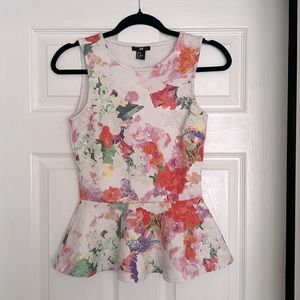 H&M Floral Peplum Sleeveless Top Size XS